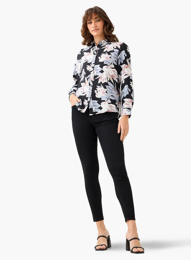 سبلاش فيڤ Viscose Shirt with Floral Print